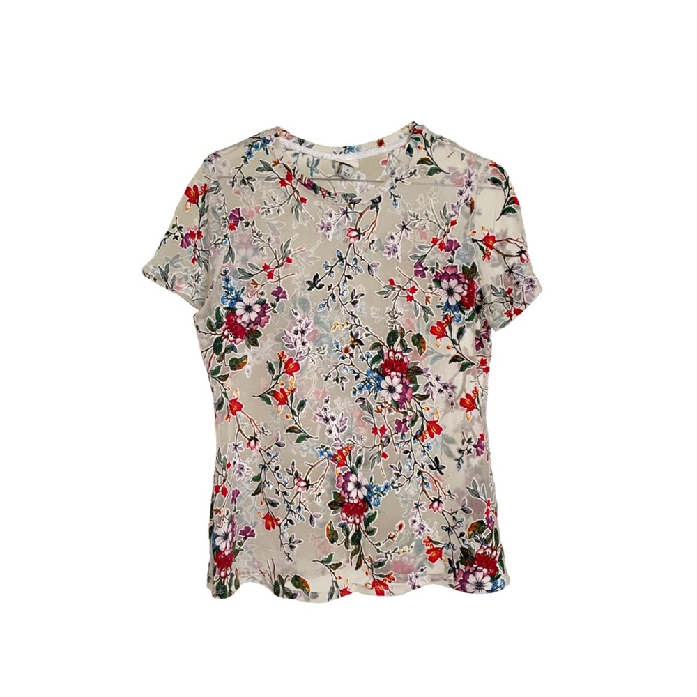 floral embroidered sheer top